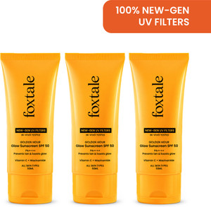 Foxtale Sunscreen - SPF 50 PA++++ Glow Sunscreen | In-Vivo Tested | 100% New Gen Filters| Prevents Tan (Pack of 3)
