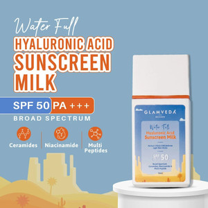 GLAMVEDA Sunscreen - SPF 50 PA+++ with Hyaluronic & Ceramide for Waterlight Bright, Dewy Glowing Skin
