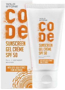 Wild Stone Sunscreen - SPF 50 PA+++ Sunscreen Lightweight Gel Crème with GOTU KOLA Extract, All Type Skin Protection