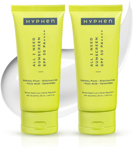 HYPHEN Sunscreen - SPF 50 PA++++ All I Need Sunscreen| Brightens - Kojic Acid, Vit C Rich Kakadu Plum, Non-Greasy