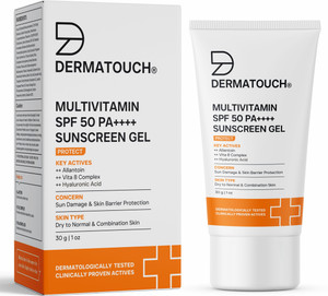Dermatouch Sunscreen - SPF 50 PA++++ Multivitamin Gel | UVA-UVB Protection | Zero White Cast
