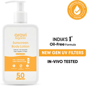 Aravi Organic Sunscreen SPF 50 PA++++ Oil-Free Body Lotion 200ml - Image 6