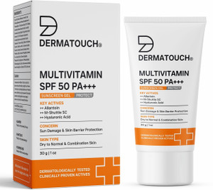 Dermatouch Sunscreen - SPF 50 PA+++ Multivitamin Gel | UVA-UVB Protection | Zero White Cast