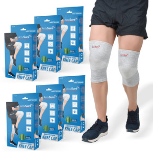 AccuSure Bamboo Yarn Knee Compression Brace Unisex For Pain, Running,Gym, Sport Pair of 6 Knee Support