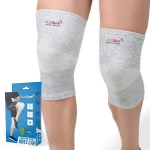 AccuSure Bamboo Yarn 4 Way Stretchable Pain Relief Knee Cap For Running, Gym & Sports Knee Support