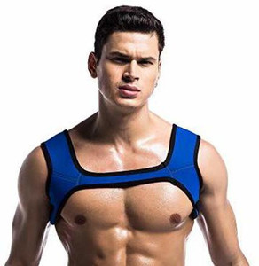 Fitness Essential Neoprene Fit Sports Shoulder Strap For Men Muscle Exercise Shoulder Protector Black And Blue