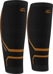 TYNOR Calf and Shin Support Air Pro, Black & Orange, Large, 1 Pair Knee Support