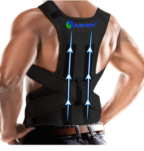 JUSTIFIT Posture Corrector For Men And Women For Back Pain (Black) Posture Corrector