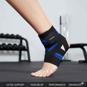 LiftWar Ankle Support Compression Brace for Injuries Black-Blue Ankle Support