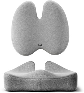 फ्रिडो Ultimate Pro Seat Cushion & Posture Corrector Backrest Cushion Combo, Grey बैक / लंबर सपोर्ट