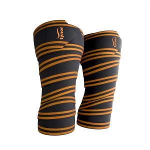 TYNOR Weight Lifting Knee Wrap, Black & Orange, Universal, Pack of 2 Knee Support