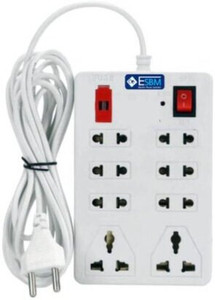 GLUCKLICH se20_8+1 Extension Board with 2m Long Wire & Universal Fit 8 Socket (white,2m) 8  Socket Extension Boards