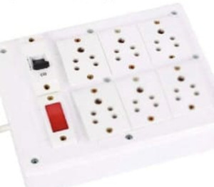 ANCHOR BAHUL ASSEMBLED BOARD CONTAINS 2 Anchor Sockets(15 Amp), 1 Anchor Sockets(5 Amp), 1 Anchor Sockets(13 Amp), 2 Anchor Switch(5 Amp), 1 Anchor Switch(15 Amp) with 4 Metre Chord Surge Protector (white) 4  Socket Extension Boards