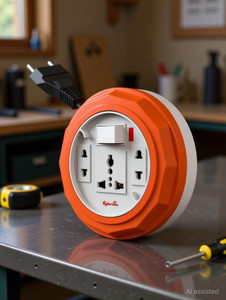 Fybros Comex 2 Pin Board Flex Box 5 Meter Power Cable |2 Year Warranty| 3  Socket Extension Boards