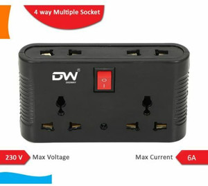 DIGWAY 4 UNIVERSAL SOCKET 1 SWITCH MULTI PLUG EXTENSION BOARD(BLACK) 6 A Three Pin Socket