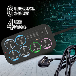 Daily Needs Shop Extension Cords/Boards with 4 USB port With 6 Socket for Multiple Devices 6  Socket Extension Boards