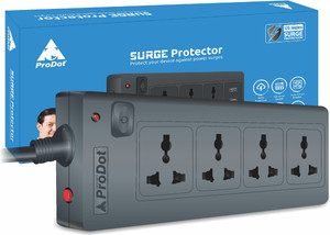 PRODOT Strip Surge Protector with Master Switch, 4  Socket Extension Boards