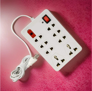 GLUCKLICH 8 Socket Extension Board with Seperate 1 Switches, Max Current 6A 8 SocketHA 8  Socket Extension Boards