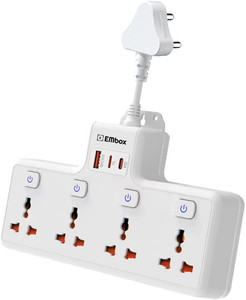 एम्बॉक्स Multi Plug Adapter with 20W Type-C PD Charging 4 सॉकेट सर्ज रक्षक
