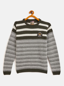 DUKE Striped Round Neck Casual Boys Multicolor Sweater