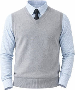 LE ARC Solid V Neck Casual Men Blue Sweater