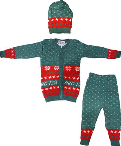 Paryag Self Design Round Neck Casual Baby Boys & Baby Girls Multicolor Sweater