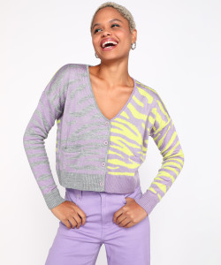 FOREVER 21 Printed V Neck Casual Women Multicolor Sweater
