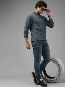 Roadster Solid Turtle Neck Casual Men Grey Sweater - Image 6