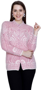 chatanya Self Design Round Neck Casual Women Pink Sweater
