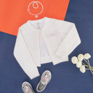 Pantaloons Junior Solid Round Neck Casual Girls White Sweater