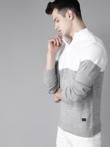 Roadster Grey Colorblock High Neck Men's Sweater - Image 5