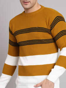 eWools Striped, Colorblock Round Neck Casual Men Multicolor Sweater