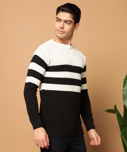 WILLEY Striped Round Neck Casual Men Multicolor Sweater