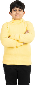 YHA Striped High Neck Casual Boys Yellow Sweater