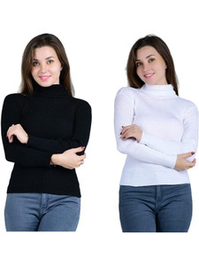 BHAKTI UNIQUE STYLE Self Design High Neck Casual Women Multicolor Sweater