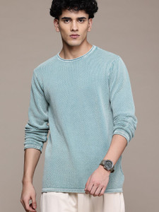Roadster Self Design Round Neck Casual Men Green Sweater Buy Roadster  Self Design Round Neck Casual Men Green Sweater Online at Best Prices in  India