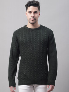 CANTABIL Self Design Round Neck Casual Men Black Sweater