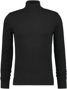 Opaline Trend Solid High Neck Casual Men Black Sweater