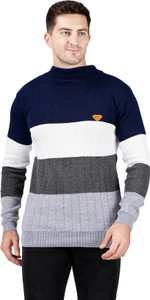 LUFEEP Striped Round Neck Casual Men Multicolor Sweater