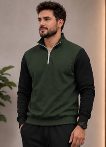 ROCKSTERFASHION Men Solid High Neck Black Sweater - Image 1