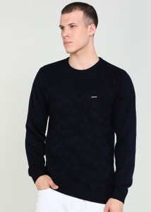 PETER ENGLAND Self Design Casual Men Blue Sweater