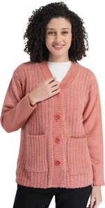 Life and style Self Design V Neck Casual Women Pink Sweater