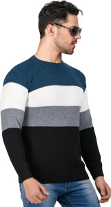 MONT CONNETT Colorblock Round Neck Casual Men Multicolor Sweater