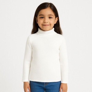 Parilux Self Design High Neck Casual Baby Girls White Sweater