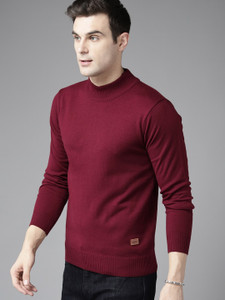 Roadster Printed Turtle Neck Casual Men Maroon Sweater