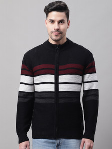 CANTABIL Striped Turtle Neck Casual Men Black Sweater