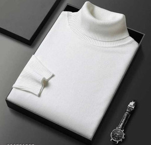 MAA TRADER Solid Collared Neck Casual Men White Sweater