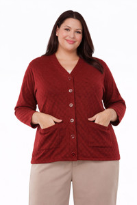 LE ARC Self Design V Neck Casual Women Maroon Sweater