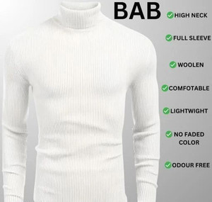 sarah Enterprises Solid Turtle Neck Casual Men White Sweater