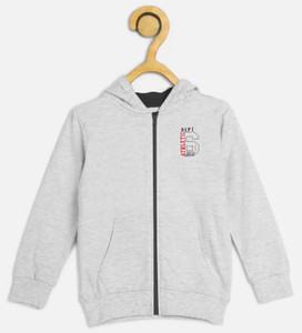 MIST N FOGG Printed Hooded Neck Casual Boys Grey Sweater